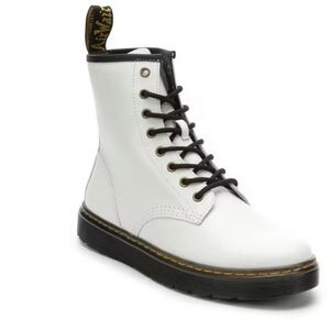 DR. MARTENS White Leather Zavala Combat Boots-6